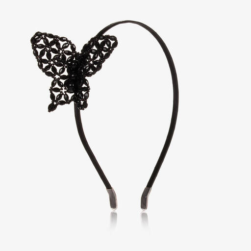 Sienna Likes To Party-Black Beaded Butterfly Hairband | Childrensalon Outlet