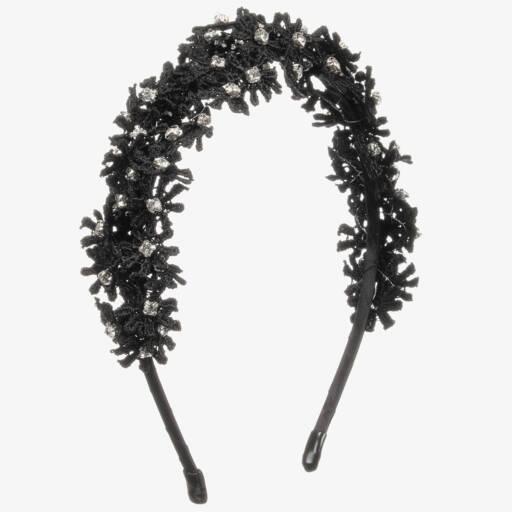 Sienna Likes To Party-Girls Black Lace Flower Headband | Childrensalon Outlet