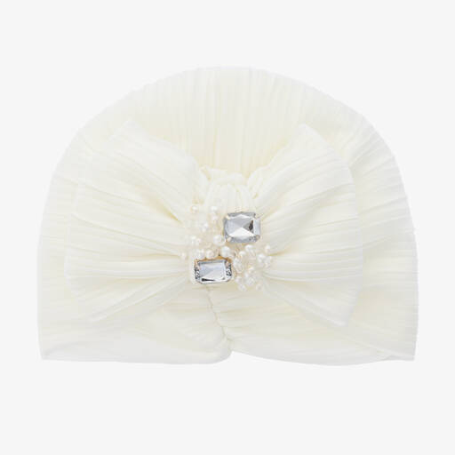 Sienna Likes To Party-Girls Ivory Pleated Turban | Childrensalon Outlet