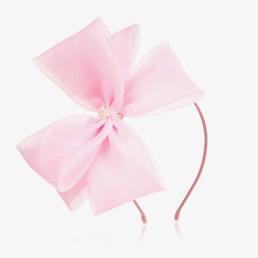 Sienna Likes To Party-Girls Pink Satin Bow Headband | Childrensalon Outlet