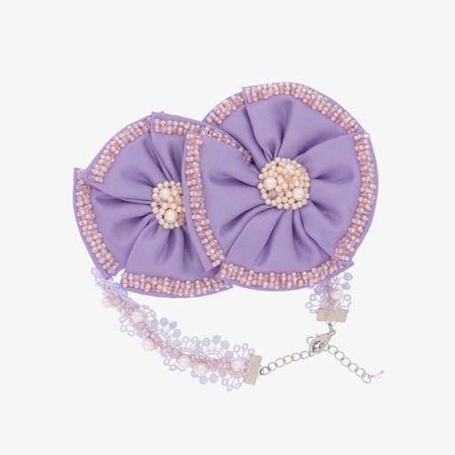 Sienna Likes To Party-Girls Purple Satin, Bead & Lace Necklace  | Childrensalon Outlet