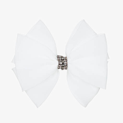 Sienna likes to party-Girls White Bow Hair Clip (15cm) | Childrensalon Outlet