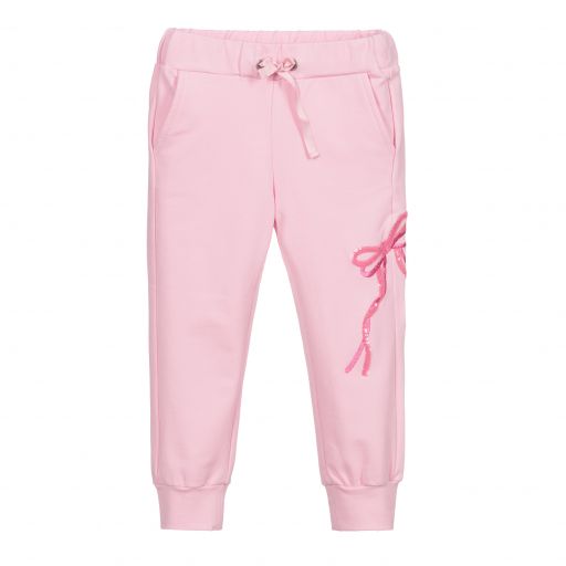 Simonetta-Girls Pink Cotton Joggers | Childrensalon Outlet