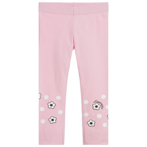 Simonetta-Girls Pink Cotton Leggings | Childrensalon Outlet