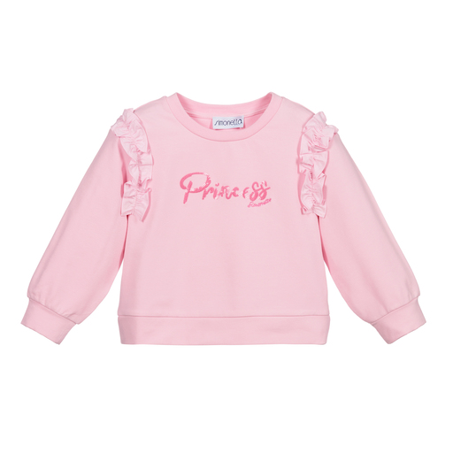 Simonetta-Girls Pink Cotton Sweatshirt | Childrensalon Outlet
