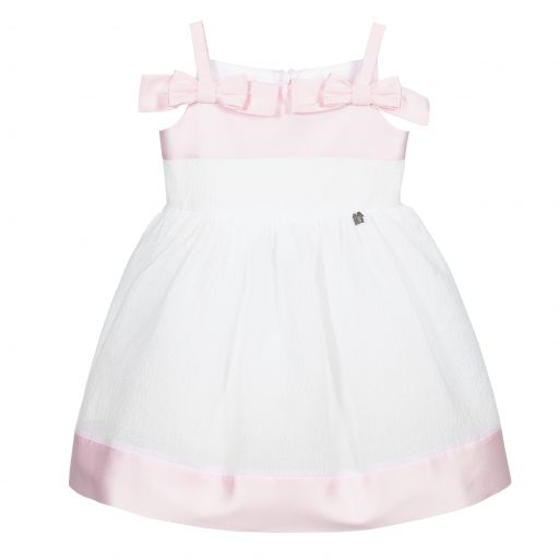 Simonetta-Girls Pink & White Dress | Childrensalon Outlet