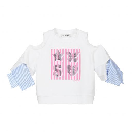 Simonetta-Girls White Cotton Top | Childrensalon Outlet