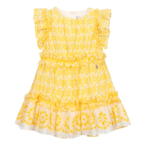 Simonetta-Yellow Floral Cotton Dress | Childrensalon Outlet