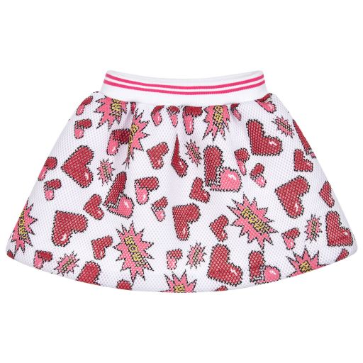 So Twee-White Skirt with Heart Print | Childrensalon Outlet