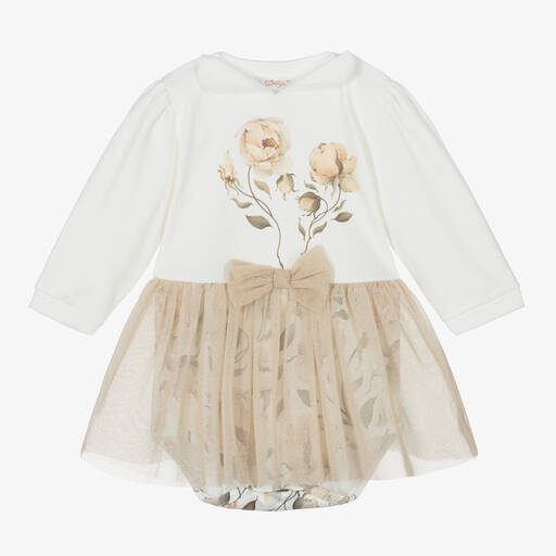 Sofija-Baby Girls Ivory & Gold Dress | Childrensalon Outlet