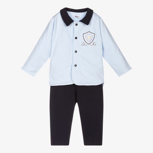 Sofija-Blue Cotton Baby Trouser Set | Childrensalon Outlet