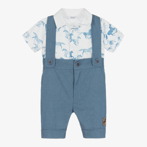 Sofija-Boys Blue Horse Print Shorts Outfit | Childrensalon Outlet