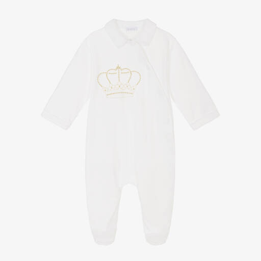 Sofija-Boys Ivory Cotton Crown Sleepsuit | Childrensalon Outlet
