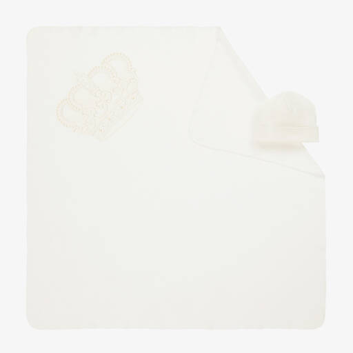 Sofija-Cotton Ivory Blanket and Hat Set | Childrensalon Outlet