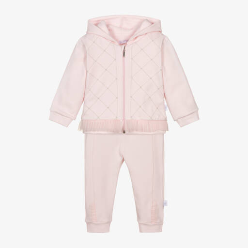 Sofija-Girls Light Pink Cotton Hooded Tracksuit | Childrensalon Outlet