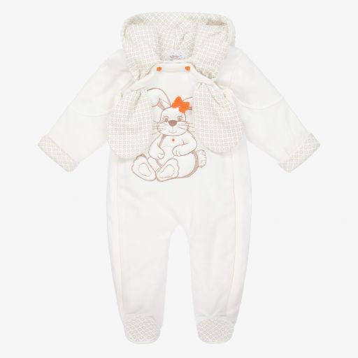 Sofija-Ivory Cotton Baby Pramsuit | Childrensalon Outlet