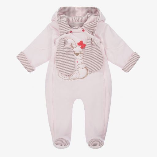 Sofija-Pink Cotton Baby Pramsuit | Childrensalon Outlet