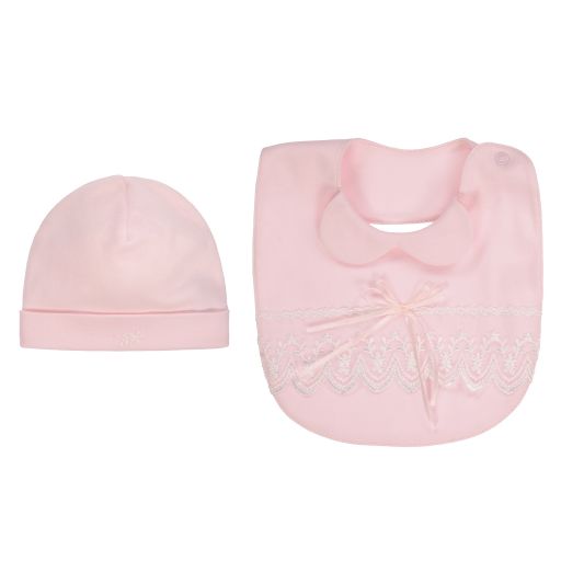 Sofija-Pink Hat & Bib Gift Set | Childrensalon Outlet