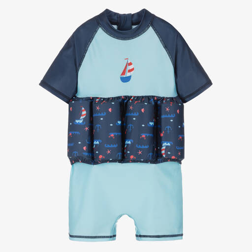 Soli Swim-Boys Blue Boat Float Suit (UPF50+) | Childrensalon Outlet