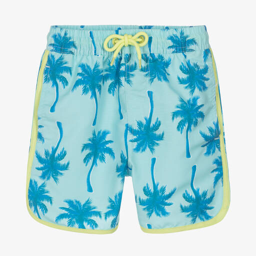 Soli Swim-Голубые плавки-шорты с пальмами (UPF50+) | Childrensalon Outlet