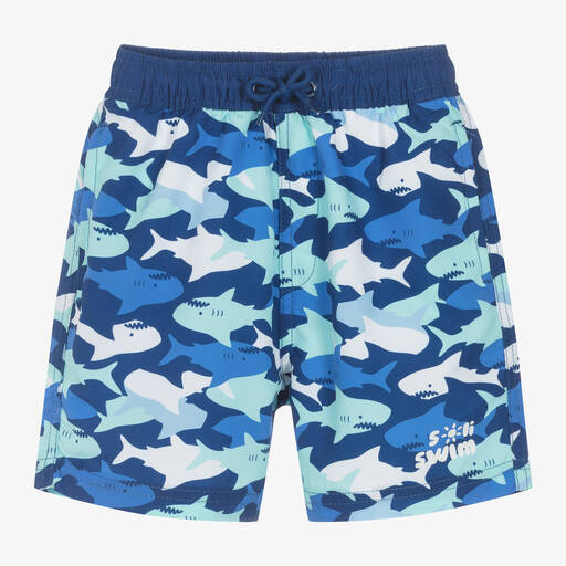 Soli Swim-Boys Blue Shark Swim Shorts | Childrensalon Outlet
