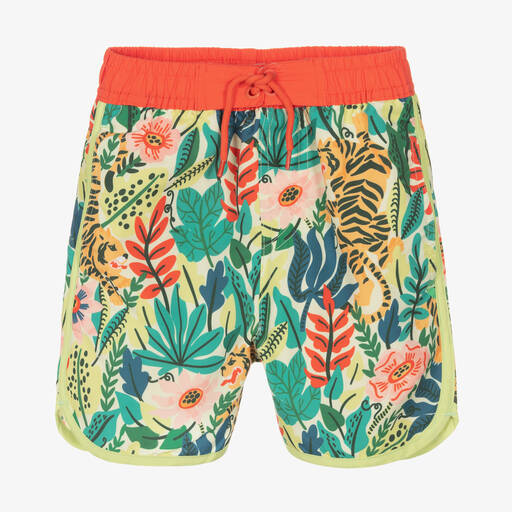 Soli Swim-Boys Green Tropical Swim Shorts (UPF50+) | Childrensalon Outlet