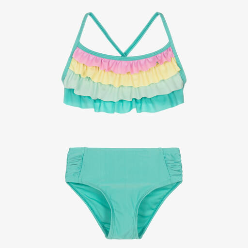 Soli Swim-Bikini vert à volants fille UPF50+ | Childrensalon Outlet