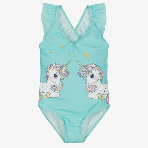 Soli Swim-Girls Blue Unicorn Swimsuit (UPF50+) | Childrensalon Outlet