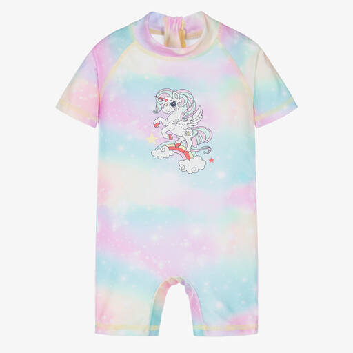 Soli Swim-Girls Pink & Blue Unicorn Sun Suit (UPF50+) | Childrensalon Outlet