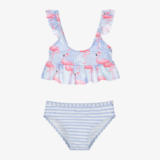 Soli Swim-Girls Purple Flamingo Print Bikini (UPF50+) | Childrensalon Outlet