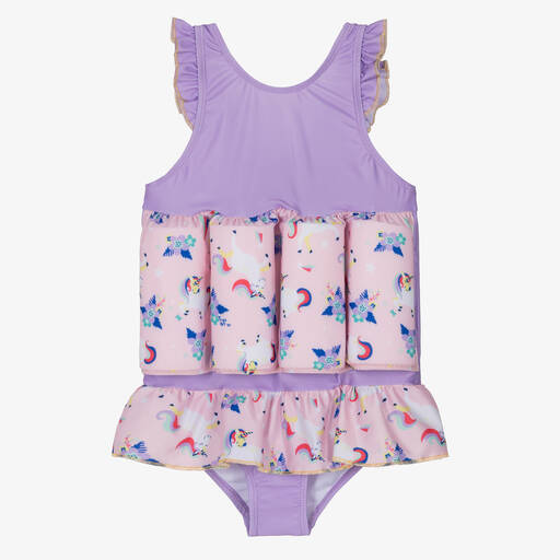 Soli Swim-Фиолетовый костюм-поплавок с единорогами (UPF50+) | Childrensalon Outlet