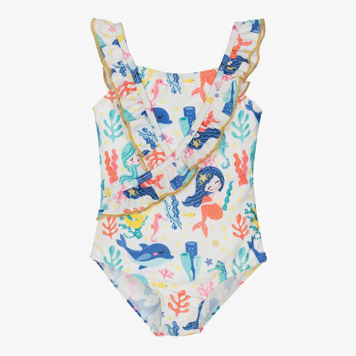 Soli Swim-Girls White Mermaid Swimsuit (UPF50+) | Childrensalon Outlet