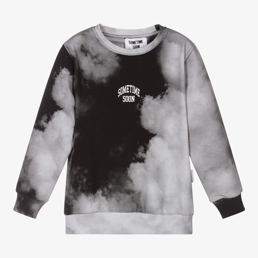 Sometime Soon-Grey & Black Cotton Sweatshirt | Childrensalon Outlet