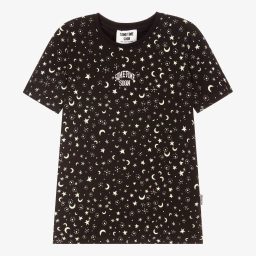Sometime Soon-T-shirt noir en coton Ado garçon | Childrensalon Outlet