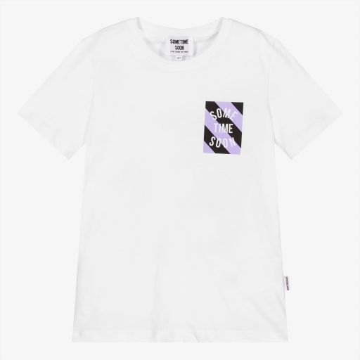 Sometime Soon-T-shirt blanc en coton Ado garçon | Childrensalon Outlet