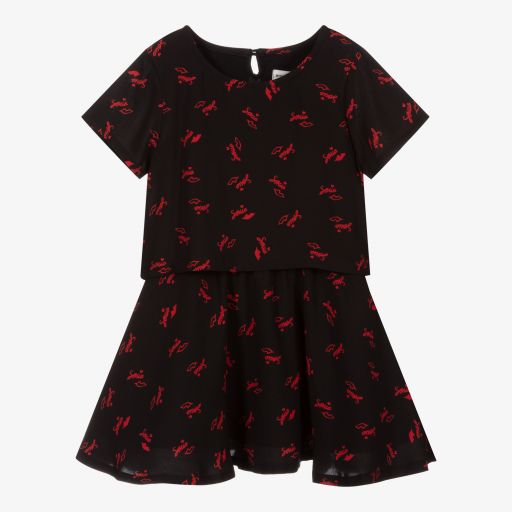 Sonia Rykiel Paris-Black & Red Logo Dress | Childrensalon Outlet
