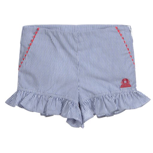 Sonia Rykiel Paris-Blue Striped Cotton Shorts | Childrensalon Outlet