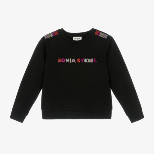 Sonia Rykiel Paris-سويتشيرت بديامونتي جيرسي ميلانو لون أسود للبنات | Childrensalon Outlet