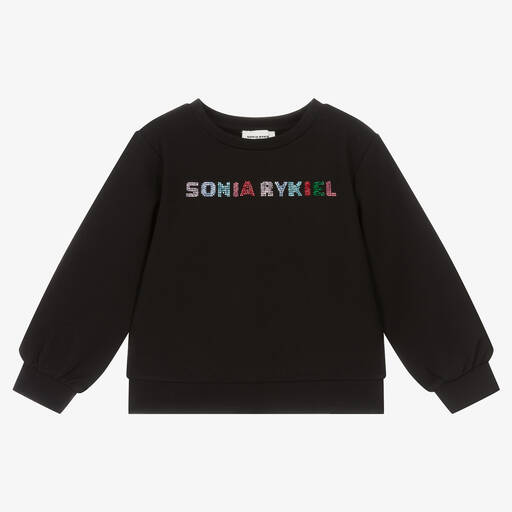 Sonia Rykiel Paris-Schwarzes Sweatshirt mit Strass | Childrensalon Outlet