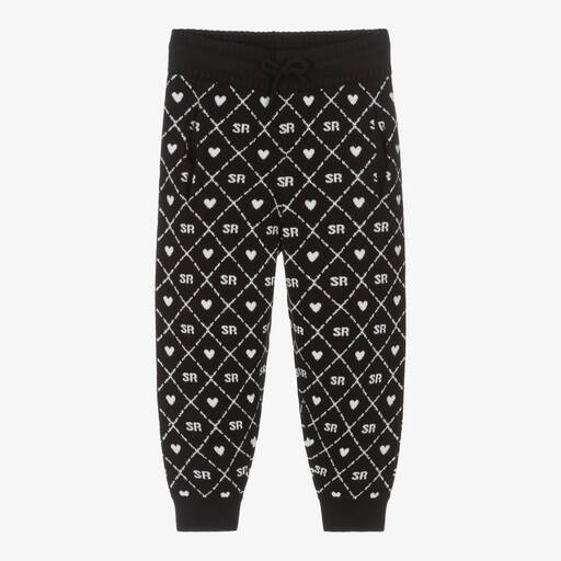 Sonia Rykiel Paris-جوغرز مزيج قطن محبوك مونوغرام لون أسود للبنات | Childrensalon Outlet