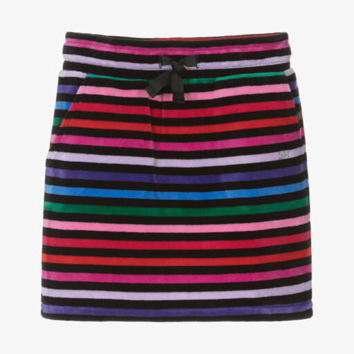 Sonia Rykiel Paris-Girls Black Striped Velour Skirt | Childrensalon Outlet