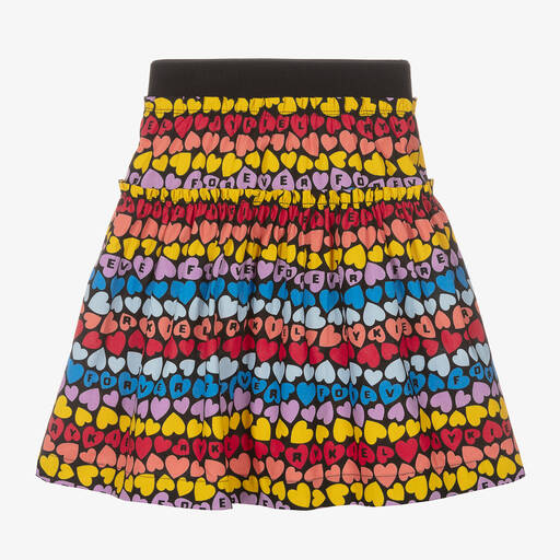 Sonia Rykiel Paris-تنورة بطبعة قلوب قطن بوبلين بطبقات لون أسود | Childrensalon Outlet