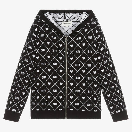 Sonia Rykiel Paris-Girls Black & White Knitted Zip-Up Top | Childrensalon Outlet