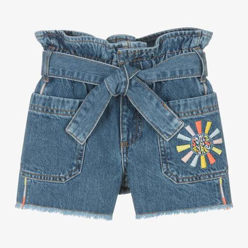 Sonia Rykiel Paris-Girls Blue Organic Cotton Denim Shorts | Childrensalon Outlet