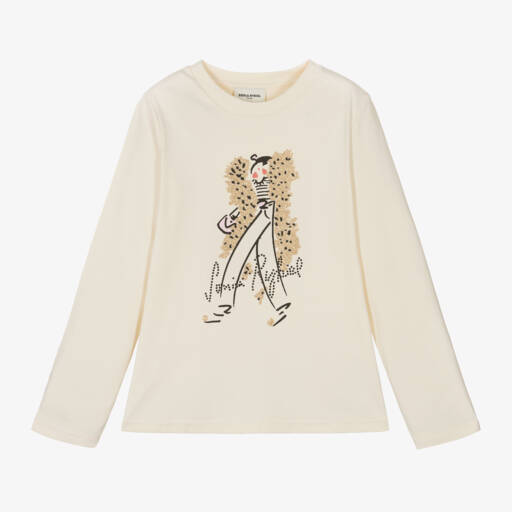 Sonia Rykiel Paris-Girls Cream Cotton Jersey Top | Childrensalon Outlet