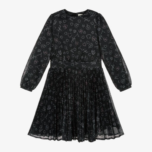 Sonia Rykiel Paris-فستان لون أسود براق للبنات | Childrensalon Outlet