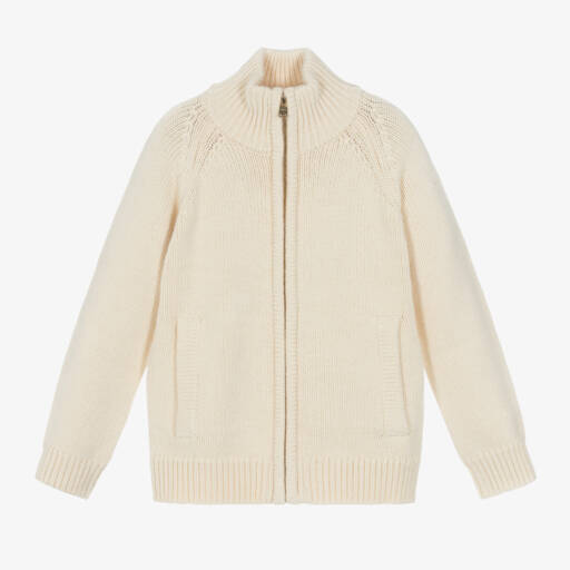 Sonia Rykiel Paris-توب بسحاب محبوك لون عاجي للبنات | Childrensalon Outlet