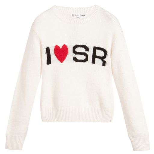 Sonia Rykiel Paris-كنزة لوغو لون عاجي للبنات | Childrensalon Outlet