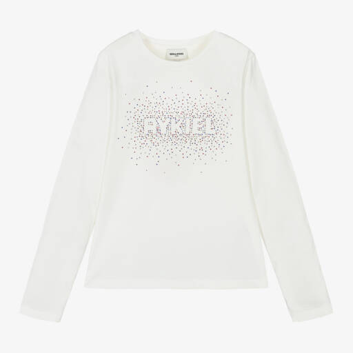 Sonia Rykiel Paris-Girls Ivory Rhinestone Cotton Top | Childrensalon Outlet