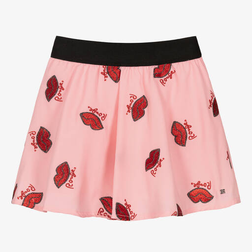 Sonia Rykiel Paris-Girls Pink Embroidered Lips Skirt | Childrensalon Outlet